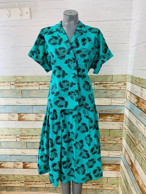 80s - Abstract 2 piece Skirt Set linen skirt natural