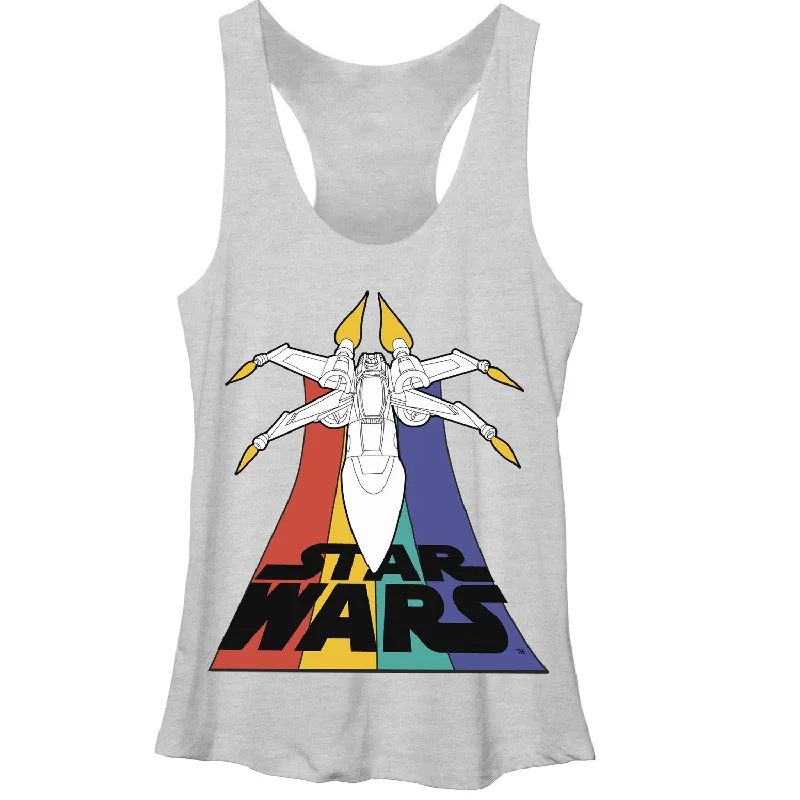 Women's Star Wars X-Wing Fighter in Flight Racerback Tank Top lace back tank