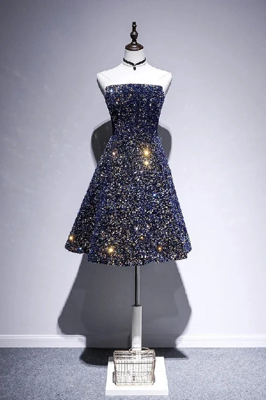 Glitter Strapless A-line Homecoming Party Dresses Chic Short Prom Dress B0004 Tunics Bestseller popular