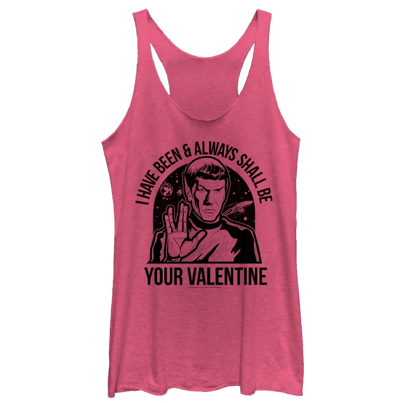 Women's Star Trek: The Original Series Spock Always Shall Be Valentine Racerback Tank Top scoop neck tank Women's Star Trek: The Original Series Spock Always Shall Be Valentine Racerback Tank Top scoop neck tank