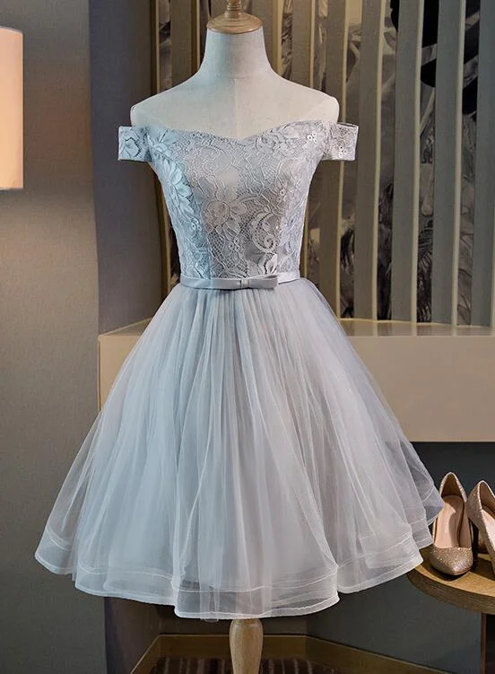 Cute Off The Shoulder Lace And Tulle Knee Length Party Dress, Homecoming Dress gh442 Bodycon Fitted Nightout Cute Off The Shoulder Lace And Tulle Knee Length Party Dress, Homecoming Dress gh442 Bodycon Fitted Nightout