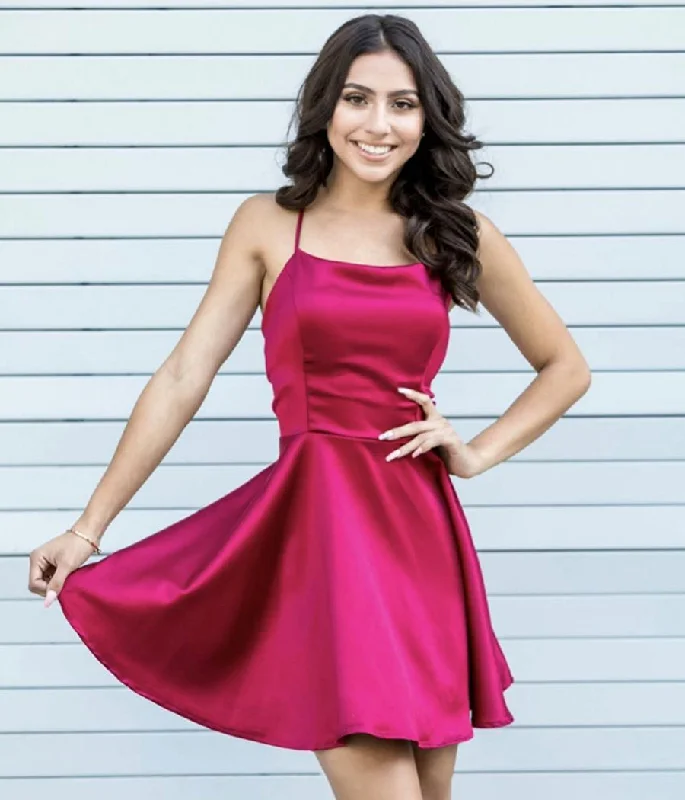 Cute satin short prom dress party dress  8303 Pleated Skirt Elegant