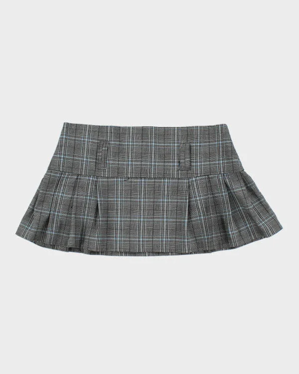 Y2k 00s Digital Clothing Plaid Mini Skirt - M linen skirt light