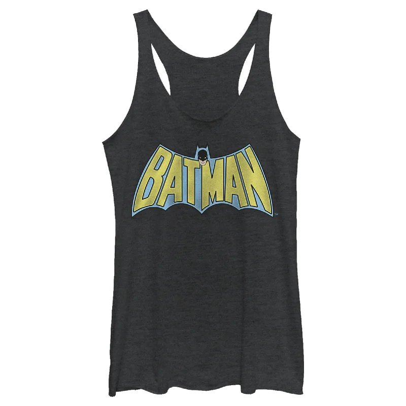 Women's Batman Vintage Hero Logo Racerback Tank Top white tank top