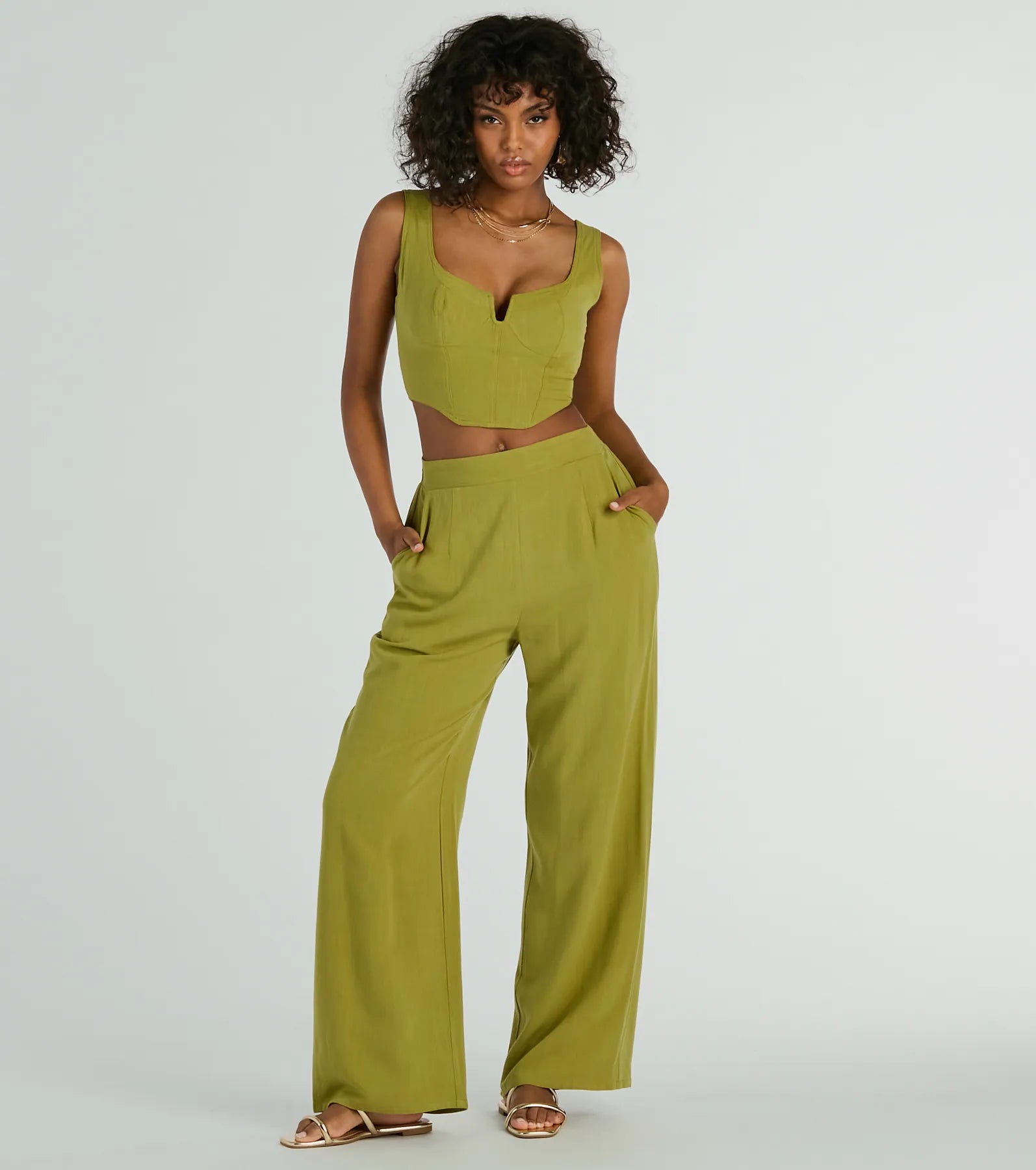 Keep It Light High Rise Linen Palazzo Pants Comfortable Fleece Pants