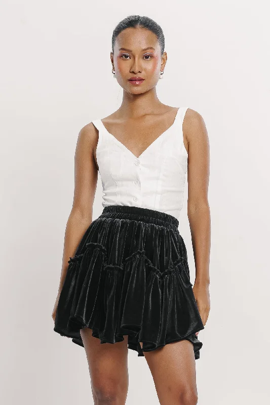 Black Velvet Mini Skirt leather skirt sleek