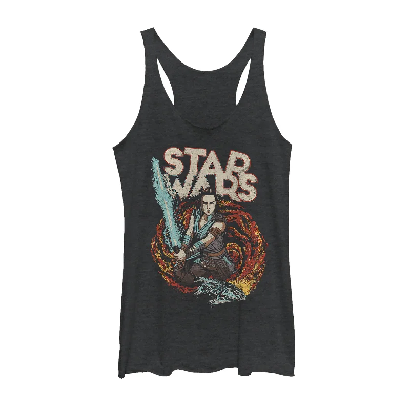 Women's Star Wars: The Rise of Skywalker Rey Retro Swirl Racerback Tank Top sequin tank top Women's Star Wars: The Rise of Skywalker Rey Retro Swirl Racerback Tank Top sequin tank top