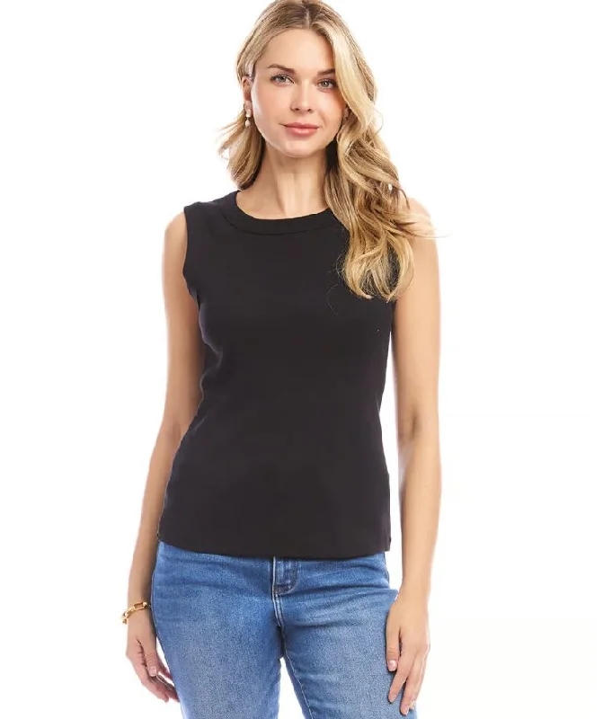 Karen Kane Ribbed Tank Black boho tank top