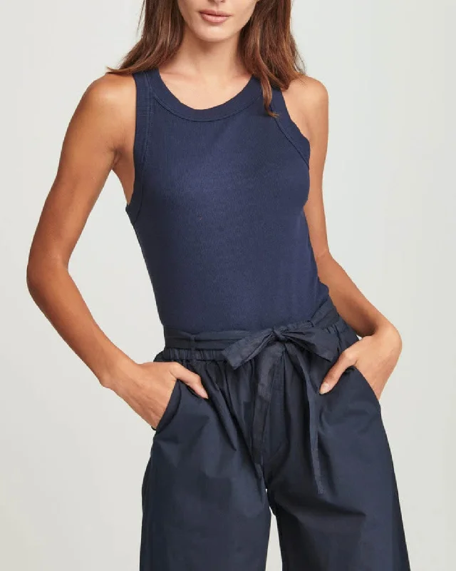 Navy "Turner" Ribbed Tank stretchy tank top