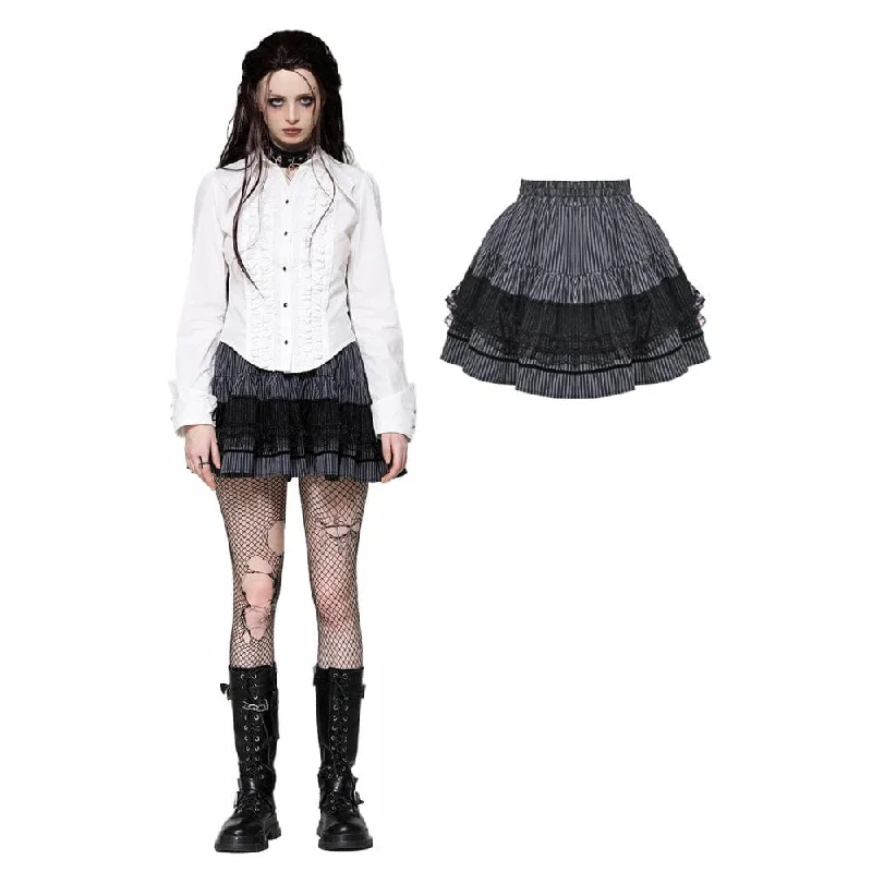 Women's Gothic Striped Lace Splice Skirt lace skirt intricate