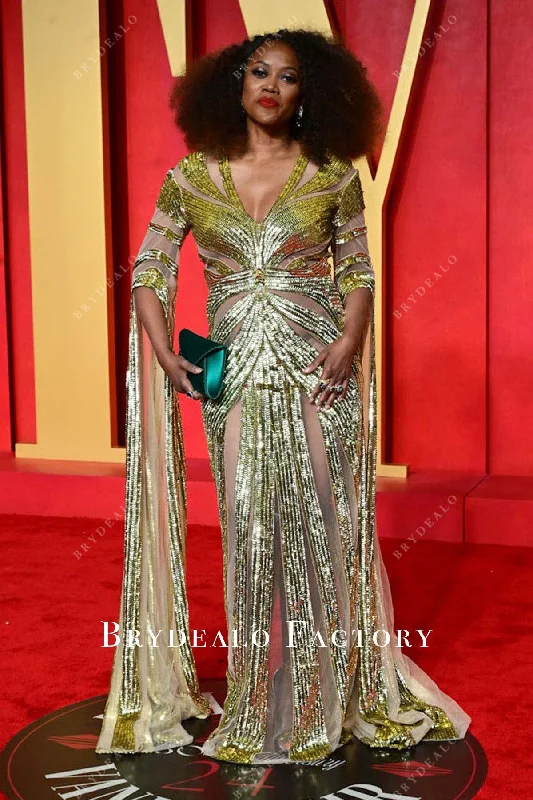 Erika Alexander Green Sequined 2024 Oscars After Party dress Tunics Formal black
