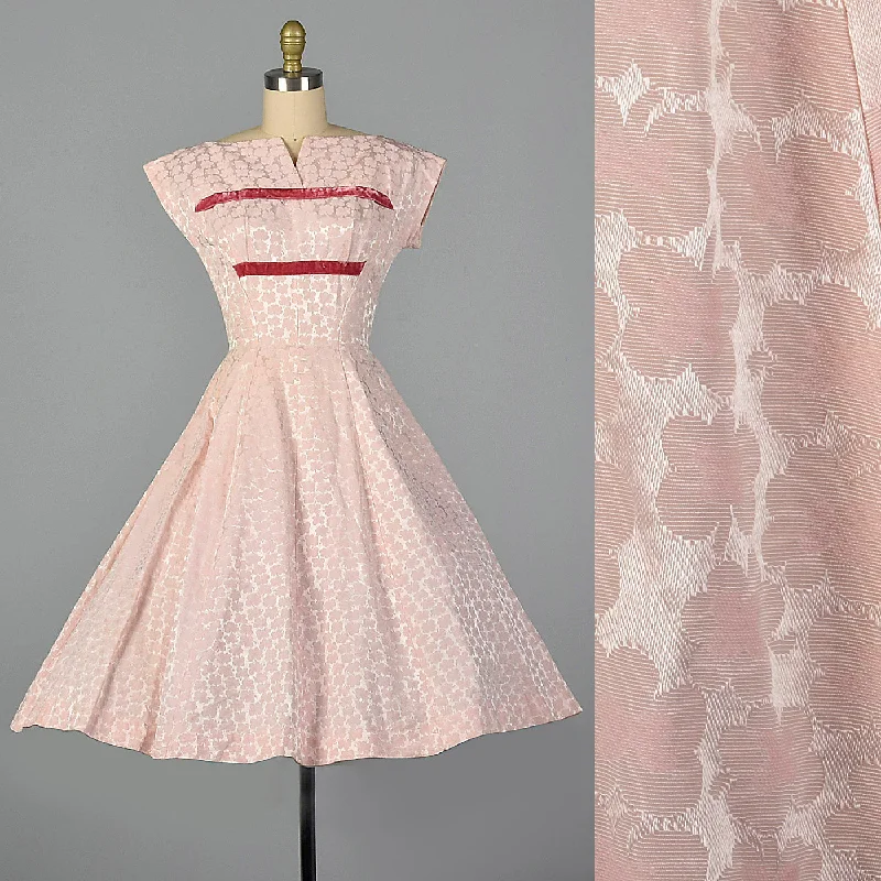 1950s Pink Fit and Flare Party Dress Tunics Trousers formal
