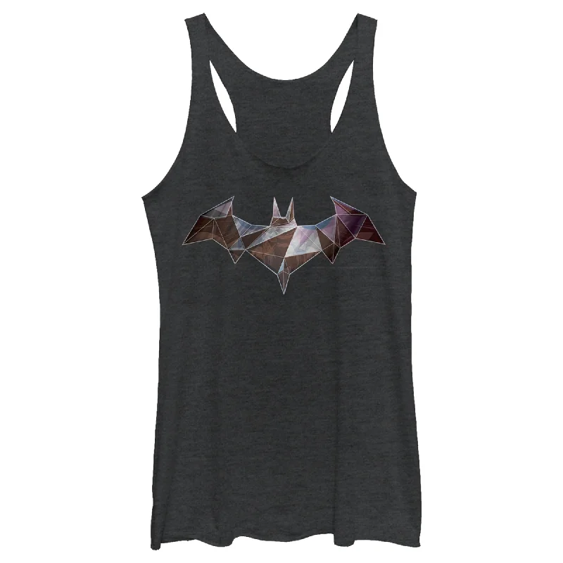 Women's Batman Logo Geometric Wing Racerback Tank Top navy tank top