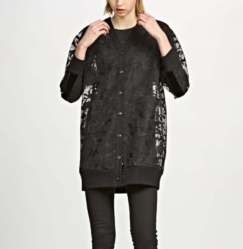 Tulle Embroidered Sheer Cardigan Nylon Fabric Polyester Fabric Spandex Fabric