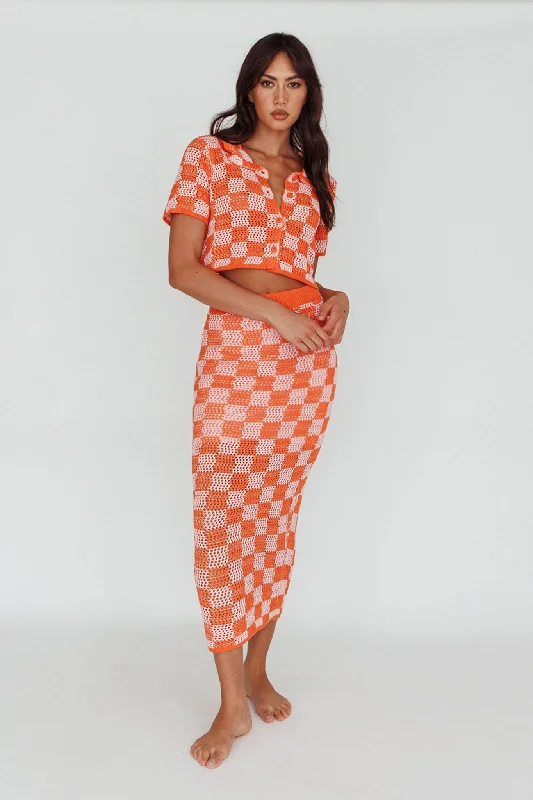 Byron Bay Crochet Maxi Skirt Sunset pleated skirt texture