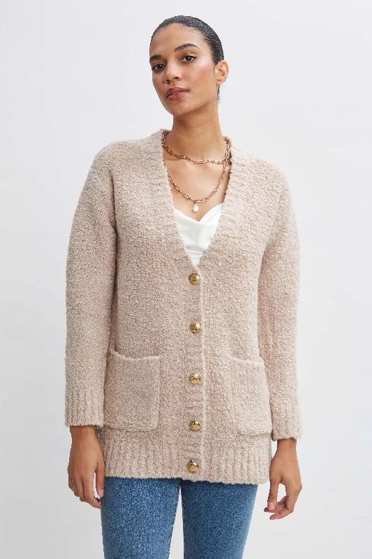 Boucle Merino Cardigan Handmade Hand-knitted Hand-woven