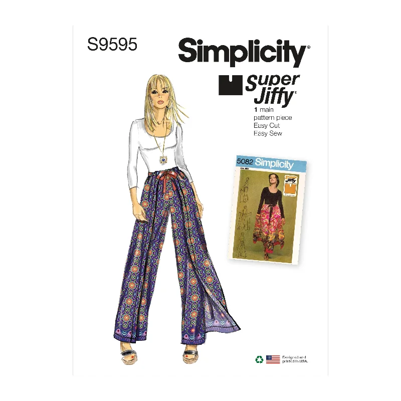 Simplicity Pattern SS9595 Misses' Super Jiffy Wrap and Tie Pantskirt Cozy Lounge Pants