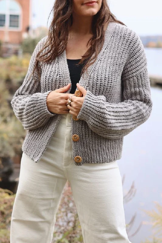 Crochet Kit - Nantucket Ribbed Cardigan Polka Dot Checkered Tartan