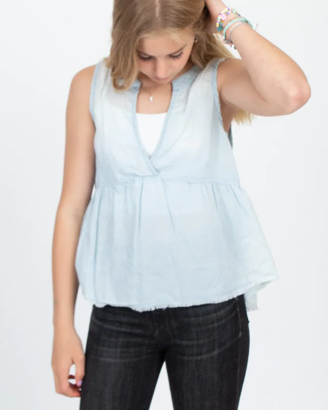 Denim Peplum Tank tie dye tank