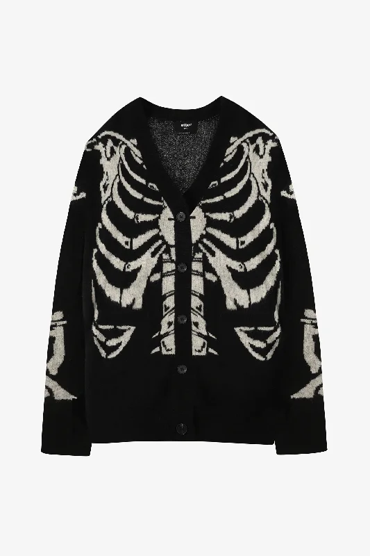 Oversized Skeleton Knit Cardigan | Black Anti-Pilling Anti-Shrink Durable