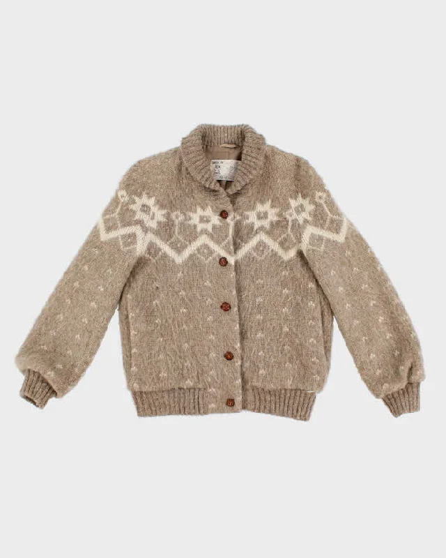 Womens Cream Hilda Ltd Wool Icelandic Knit Cardigan - M Mesh Cardigan Canvas Denim