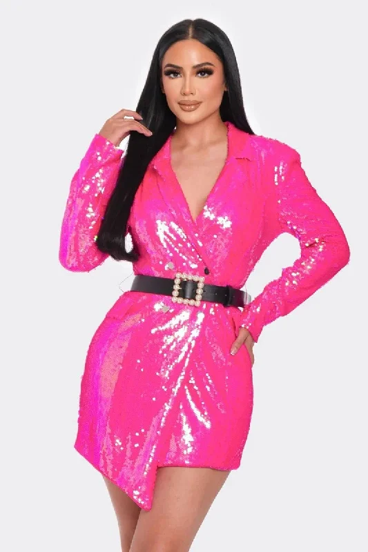 Pearl Belted Sequin Blazer Mini Party Dress - 2 colors Tunics Recommended stylist