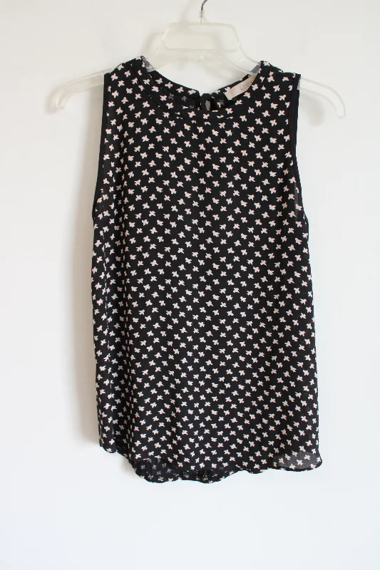 LOFT Black & Tan Bird Patterned Tank | S fashionable tank top