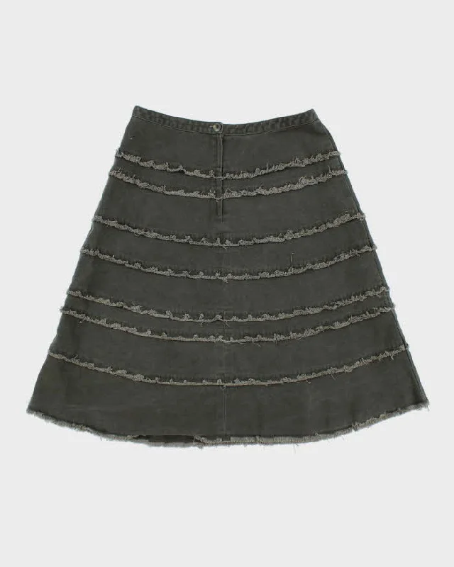 Vintage Y2K Tiered Midi Skirt - S linen skirt natural