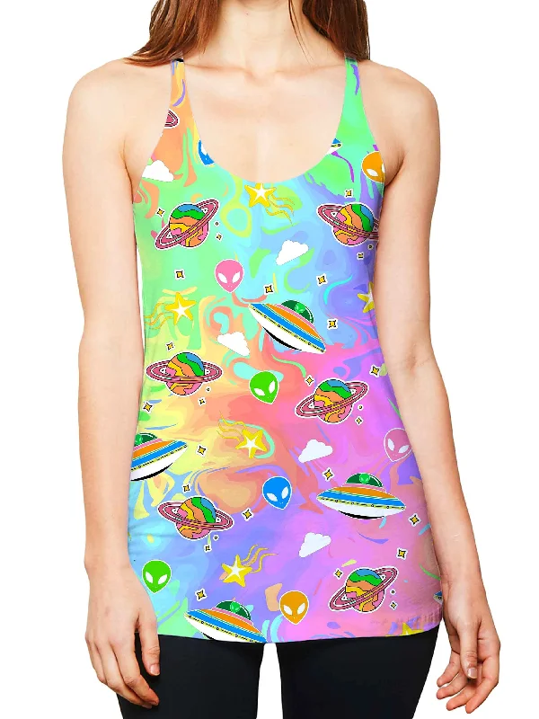 Trippy Alien Invasion Women's Tank lemon yellow tank