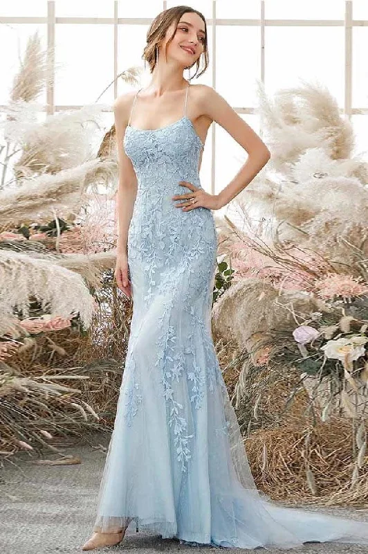 Sky Blue Long Mermaid Lace Appliques Prom Dresses Evening Party Dress OP930 Tunics Sale discount