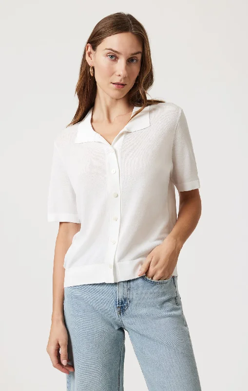 SHORT SLEEVE POLO CARDIGAN IN ANTIQUE Elasticated Padded Insulated