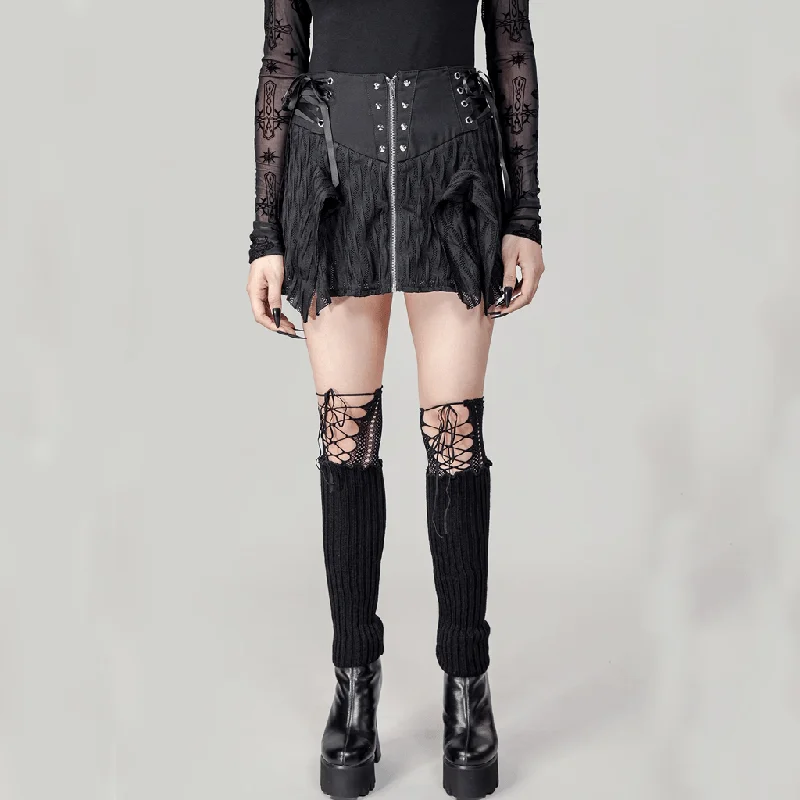 Women's Punk Irregular Lace-up Skirt chiffon skirt delicate