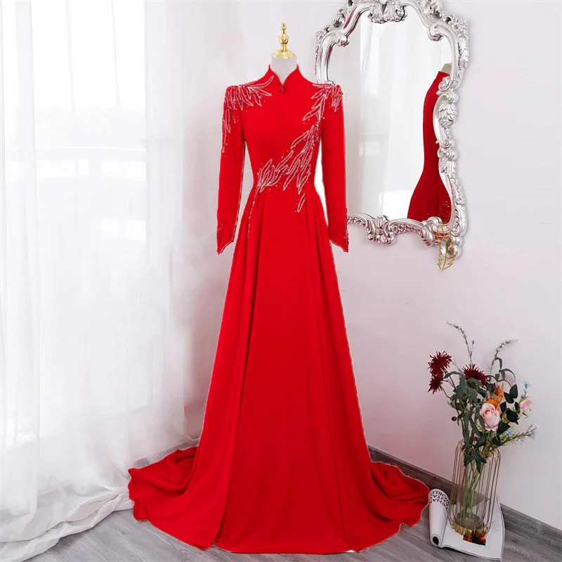 New Long Sleeve Formal Evening Party Dress Cowl Neckline Elegant