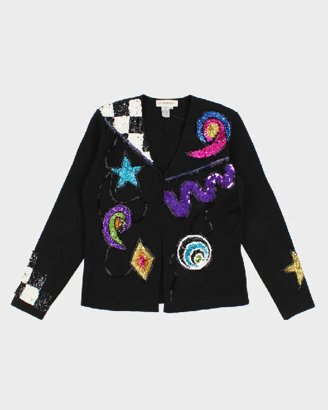 Vintage 80s Outlander Sequined Cardigan - M Embroidered Appliqued Beaded