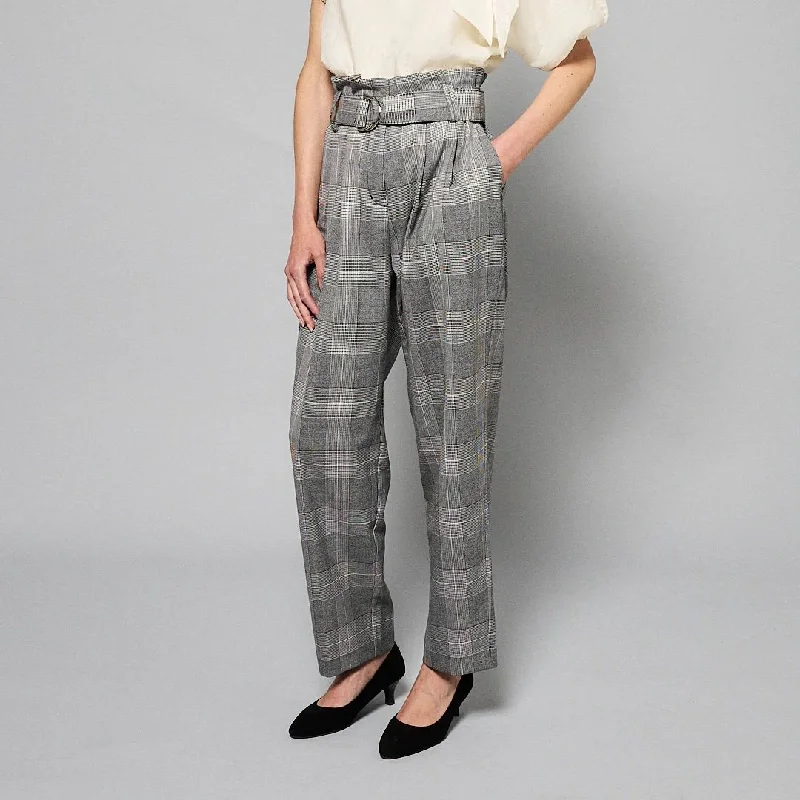 Paperbag Glen Plaid Pant Glen plaid pleated pant Slim-Fit Khaki Pants