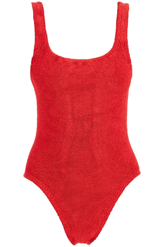 One-piece Square Neck Swims  - Red Classic Swimsuit Design