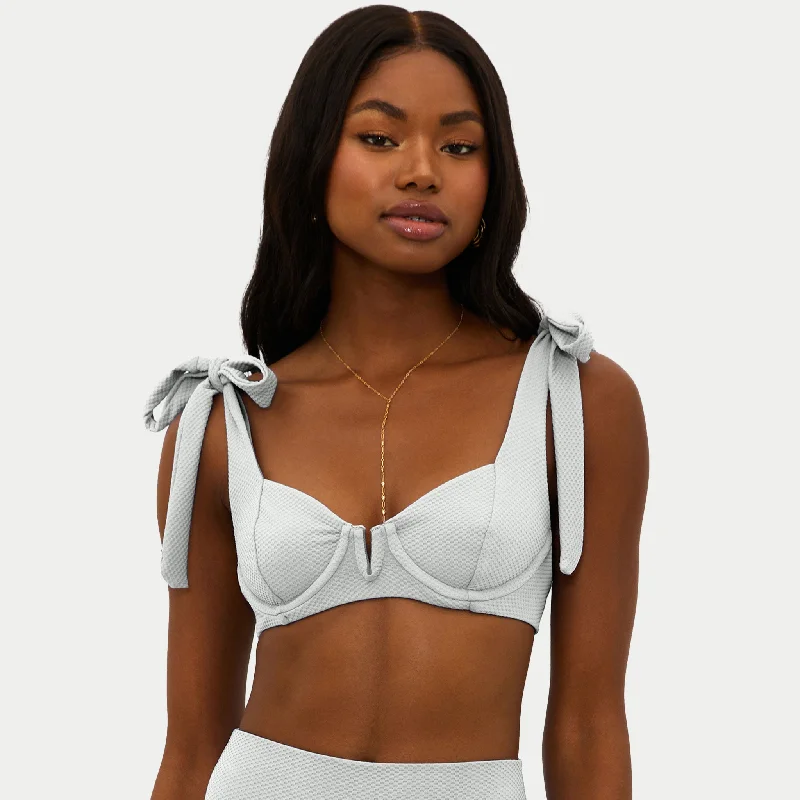 Beach Riot Blair Swim Top - Silver Shine High-Waisted Swimwear