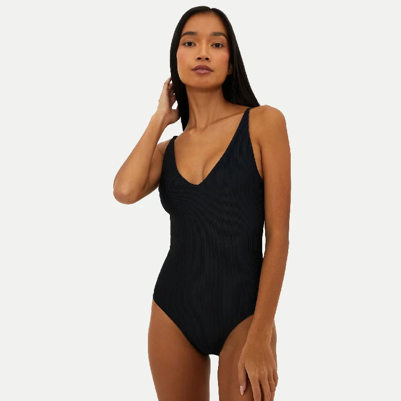 Beach Riot Reese One Piece Swimsuit - Black Swimsuit with Skirt
