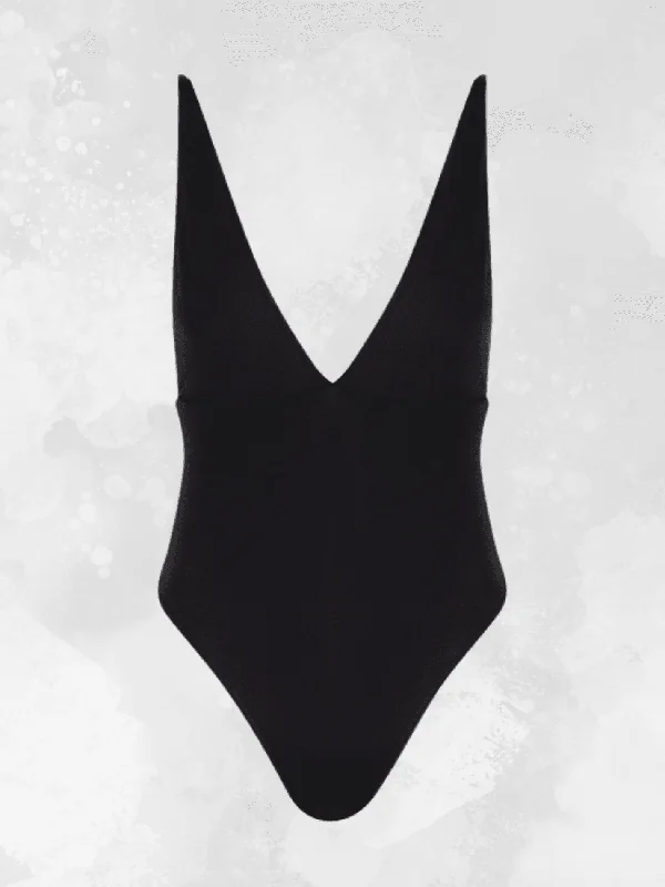 Helena One Piece Swimsuit - Black Mesh Panel Swimwear