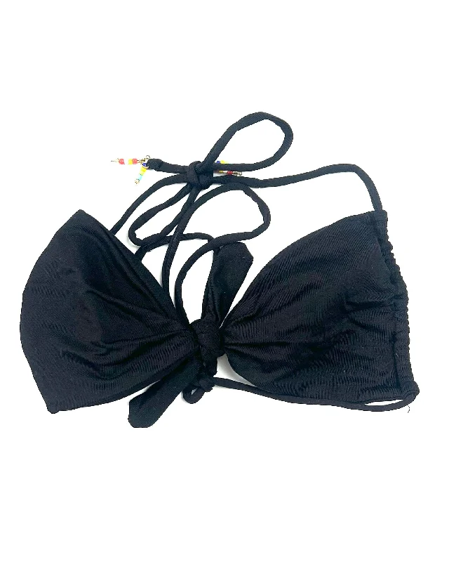 Black Tied Swim Top - Small Adjustable Swim Top