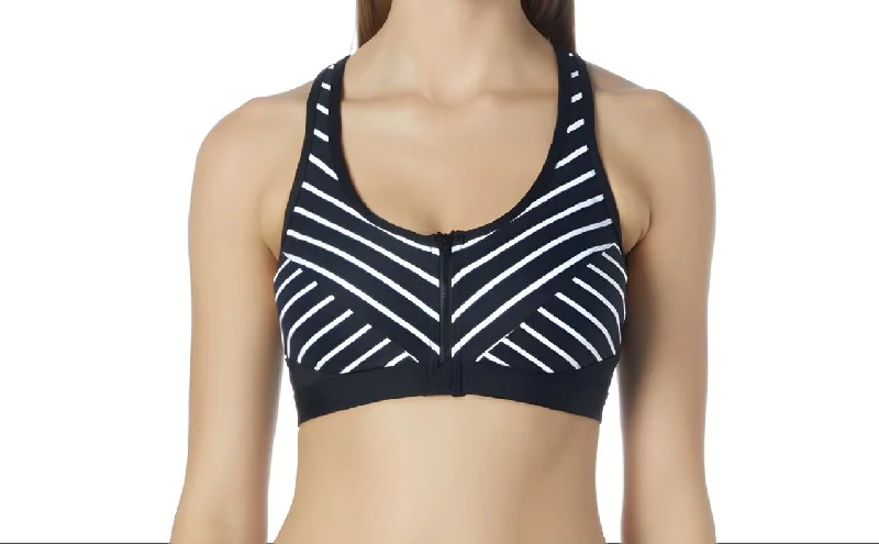 COCO REEF Women's Black Cruise Zip Mesh Serenity Swim Top #78129 36C NWT Adjustable Bikini Bottoms