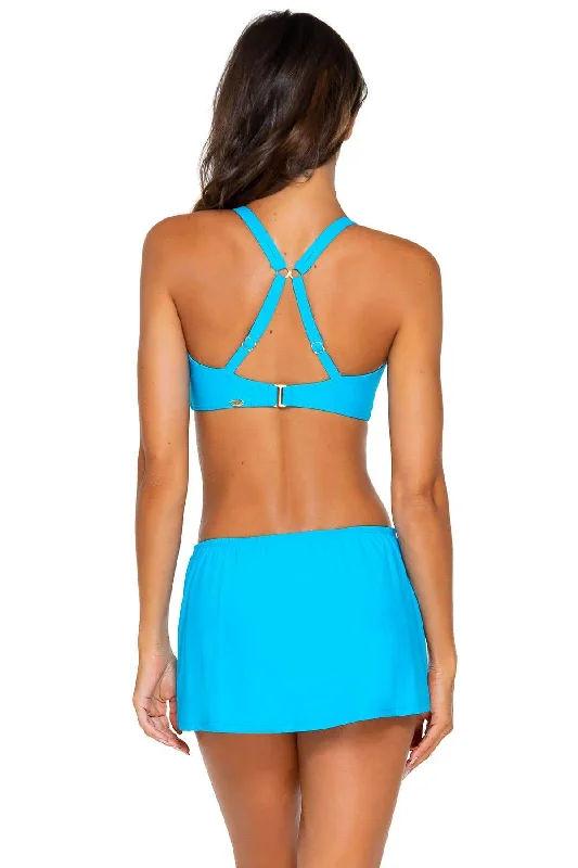 Sunsets Poolside Blue Kokomo Swim Skirt Bottom High-Waist Bikini Set