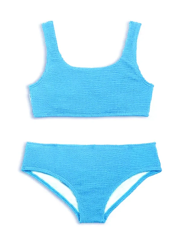 Crinkle Bikini Swimsuit - Blue Quick-Dry Swimsuit