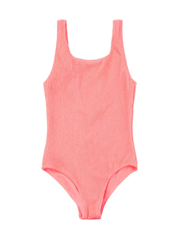 Crinkle One Piece Swimsuit - Coral Strappy Back Bikini