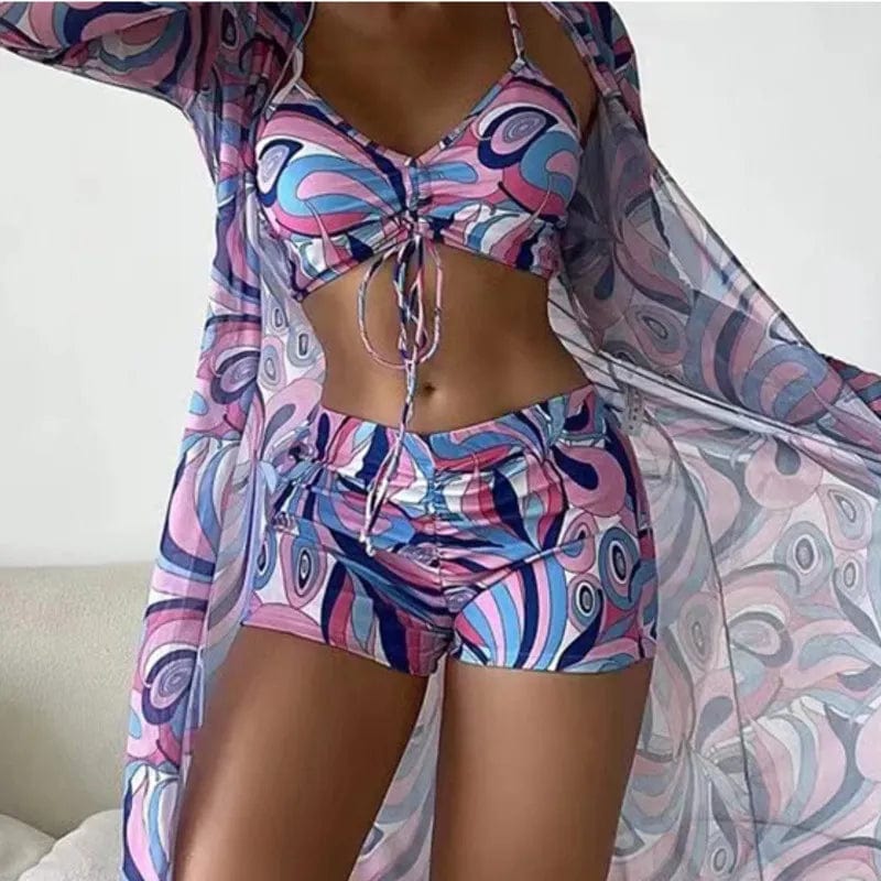 Female Sports Tankini Set Push-Up Bikini Bottoms