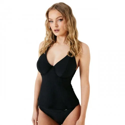 Gorgeous Womens/Ladies Plunge Tankini Top High-Waisted Swimwear