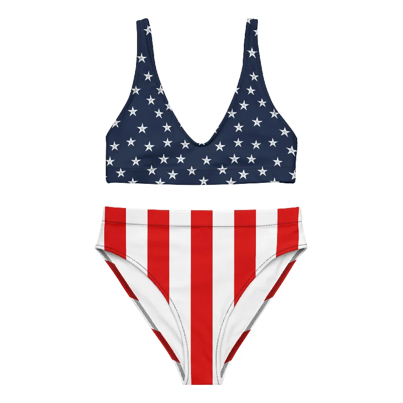 Lady Liberty High-Waisted Two-Piece Swimsuit Sexy Swimwear Set