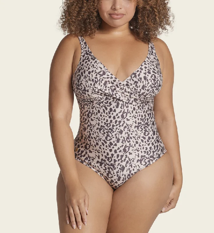 Leonisa Swimwear Rich Animal Slimming Wireless One Piece 19A071P Halter Top Bikini