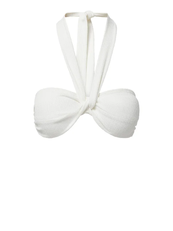 Loryn Swim Top Ivory Texture Sleek Mesh Bikini