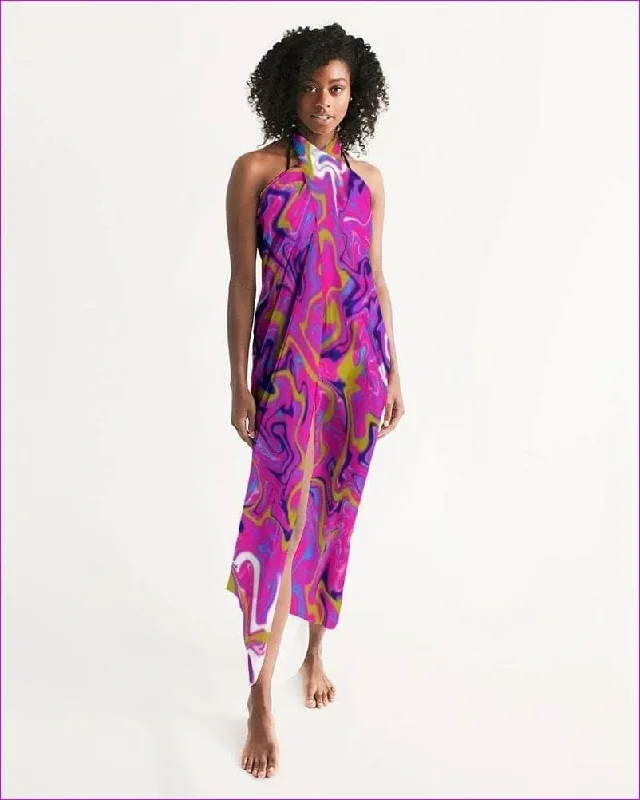Marbled Pixie Swim Cover Up Shiny One-Piece Swimsuit